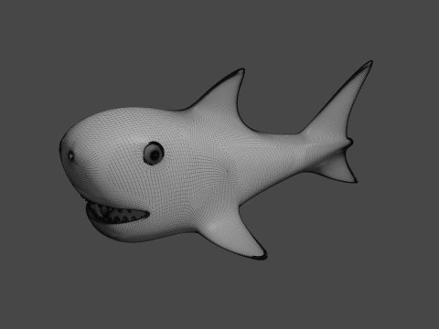 Cute Shark Cartoon 3D print model 3D Print Model