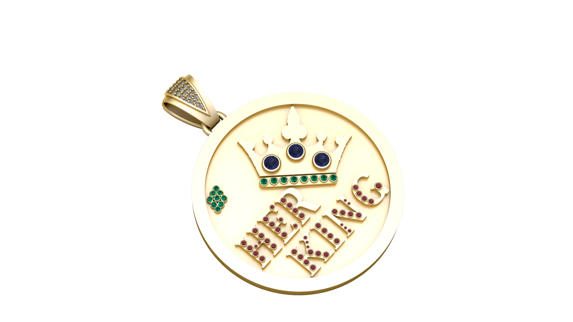 HER KING COIN PENDANT 3D PRINTABLE MODEL 3D Print Model .c4d .max .obj .3ds .fbx .stl .blend 