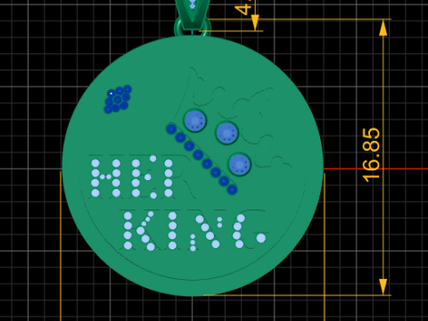 HER KING COIN PENDANT 3D PRINTABLE MODEL 3D 프린트 모델