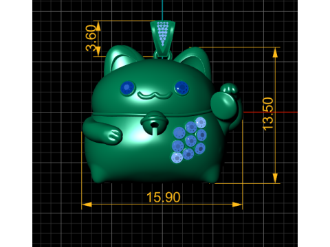 FANCY CAT PENDANT 3D PRINTABLE MODEL 3D Принт Модель