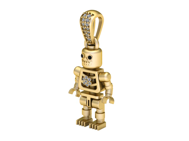 GOLD ROBOT PENDANT 3D Print Model .c4d .max .obj .3ds .fbx .stl .blend 