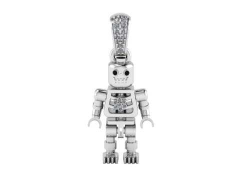 GOLD ROBOT PENDANT 3D Print Model