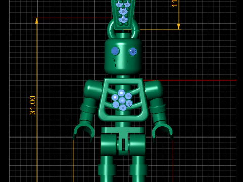 GOLD ROBOT PENDANT 3D Print Model