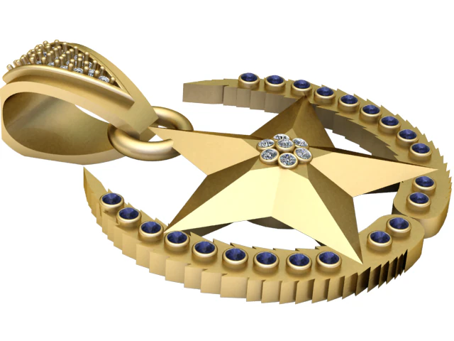 STAR GOLD PENDANT 3D Print Model .c4d .max .obj .3ds .fbx .stl .blend 