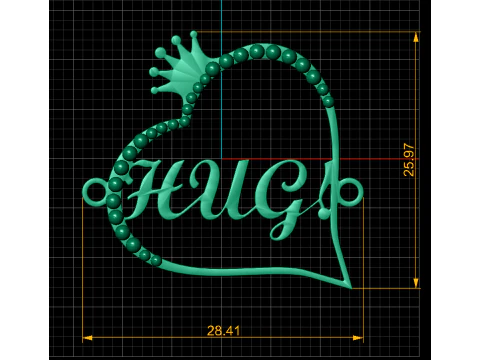 H U G PENDANT 3D Print Model