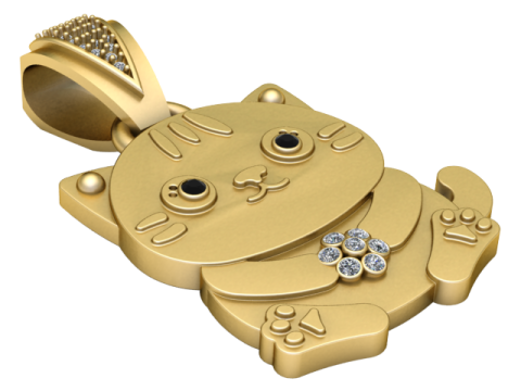 Cat Gold Pendant 3D Print Model