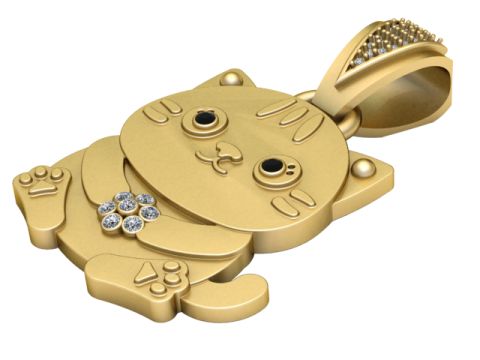 Cat Gold Pendant 3Dプリントモデル