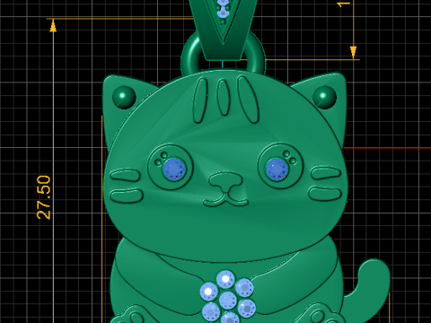 Cat Gold Pendant 3Dプリントモデル