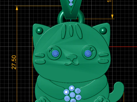 Cat Gold Pendant 3D Print Model