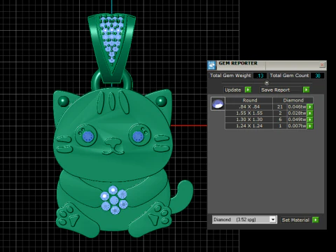 Cat Gold Pendant 3D Print Model