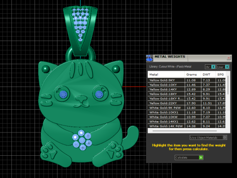 Cat Gold Pendant 3Dプリントモデル