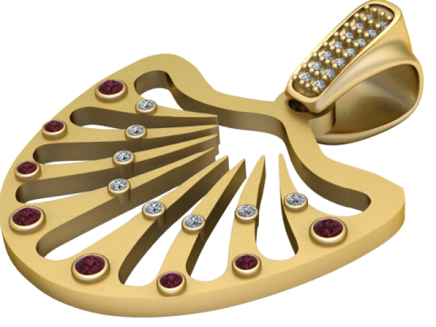 3D Gold Pendant Model Cetak 3D