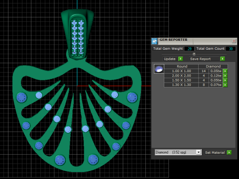 3D Gold Pendant Model Cetak 3D