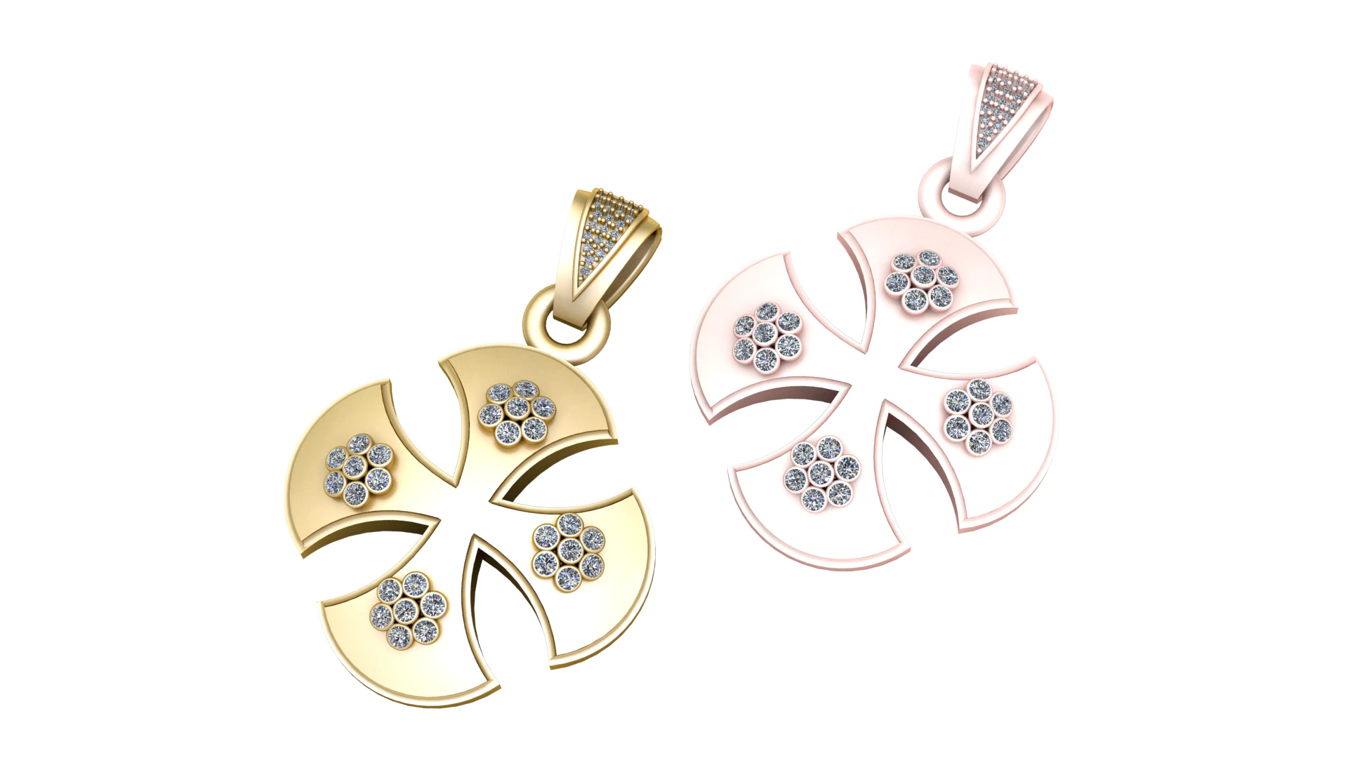 3D Gold Pendant 3D Print Model .c4d .max .obj .3ds .fbx .stl .blend 