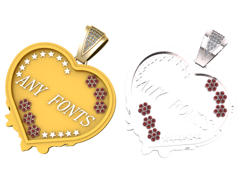 ANY FONTS HEART PENDANT 3D Print Model