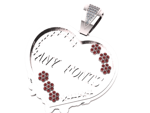 ANY FONTS HEART PENDANT Modello di stampa 3D