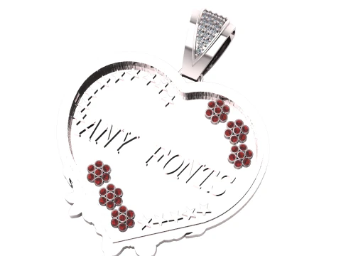 ANY FONTS HEART PENDANT 3D Print Model