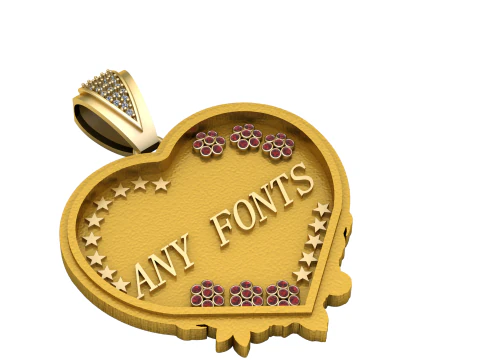 ANY FONTS HEART PENDANT 3D Print Model