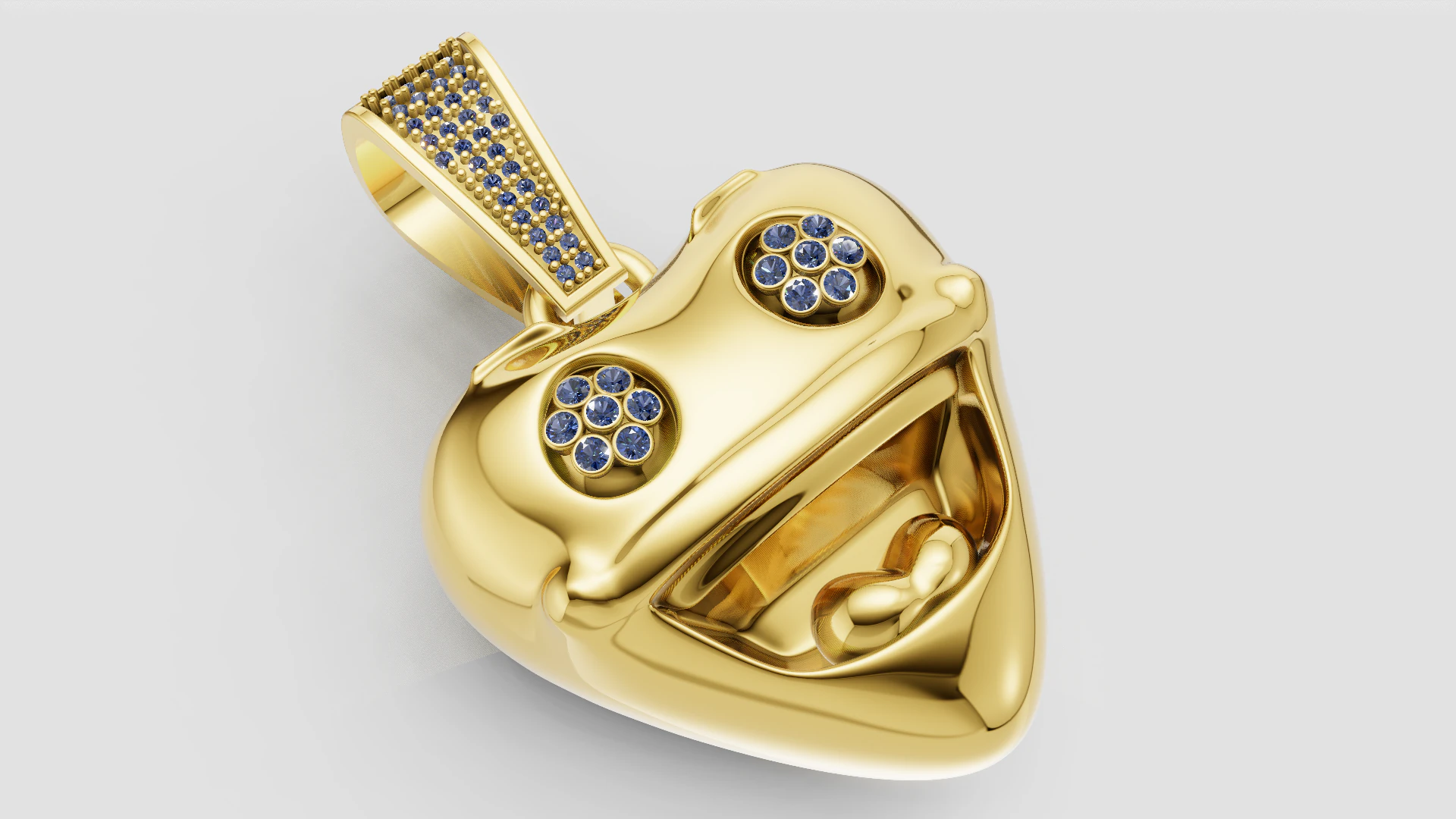 Heart Faces Pendant is a touching 3D printable jewelr 3D Print Model .c4d .max .obj .3ds .fbx .stl .blend
