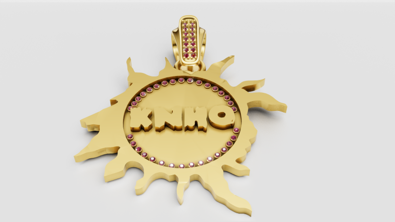 GOLD SUN PENDANT 3D Print Model .c4d .max .obj .3ds .fbx .stl .blend 