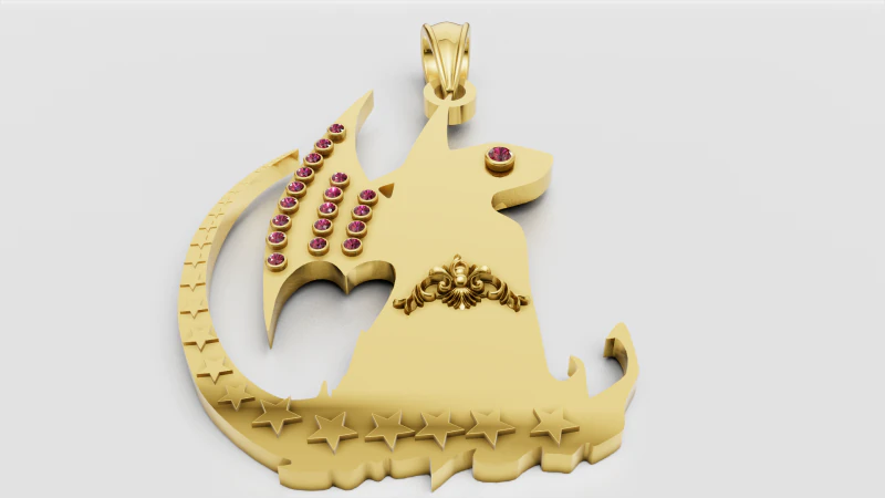 CIONDOLO ANIMALI IN ORO 3D Modello di stampa 3D .c4d .max .obj .3ds .fbx .stl .blend