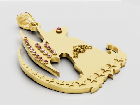 CIONDOLO ANIMALI IN ORO 3D Modello di stampa 3D