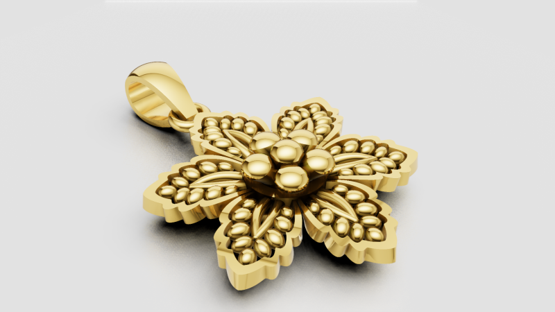 FLOWER GOLD PENDANT 3D Print Model .c4d .max .obj .3ds .fbx .stl .blend 