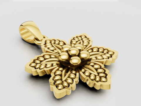 FLOWER GOLD PENDANT 3Dプリントモデル