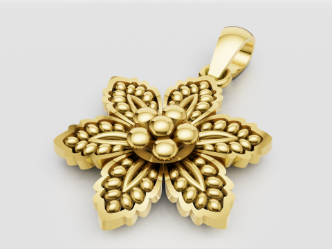 FLOWER GOLD PENDANT 3D Print Model