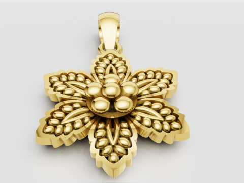FLOWER GOLD PENDANT 3D Print Model