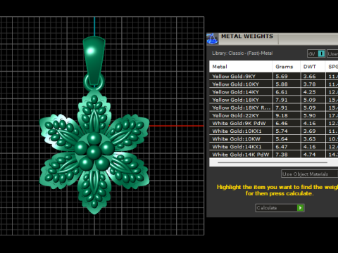 FLOWER GOLD PENDANT 3D Print Model