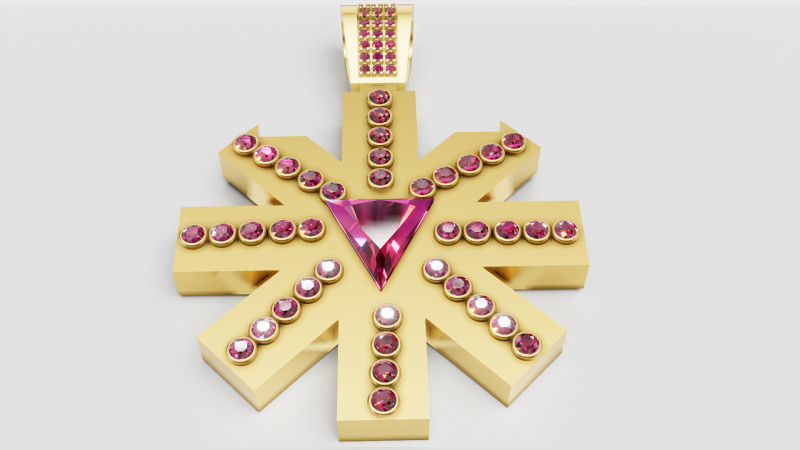 Flower Gold Pendant 3D Print Model .c4d .max .obj .3ds .fbx .stl .blend