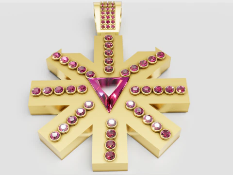 플라워 골드 펜던트 3D 프린트 모델