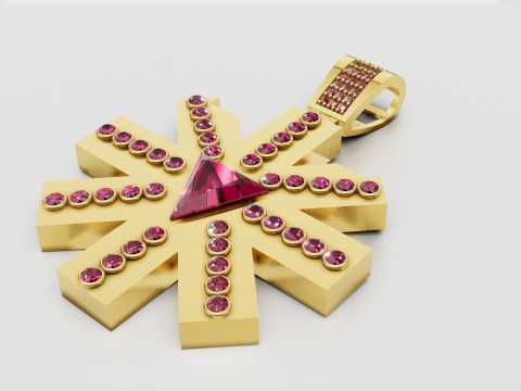 Flower Gold Pendant 3D Print Model