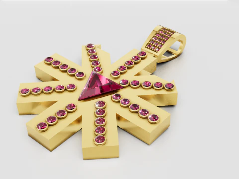 Flower Gold Pendant 3D Print Model