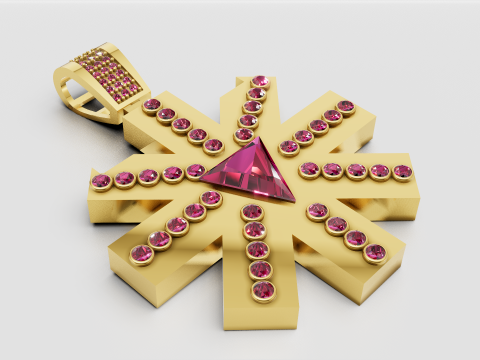 Flower Gold Pendant 3D Print Model
