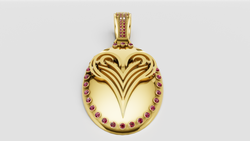 Elegant Heart Flame Gold Pendant 3D Printable Model 3Dプリントモデル .c4d .max .obj .3ds .fbx .stl .blend 