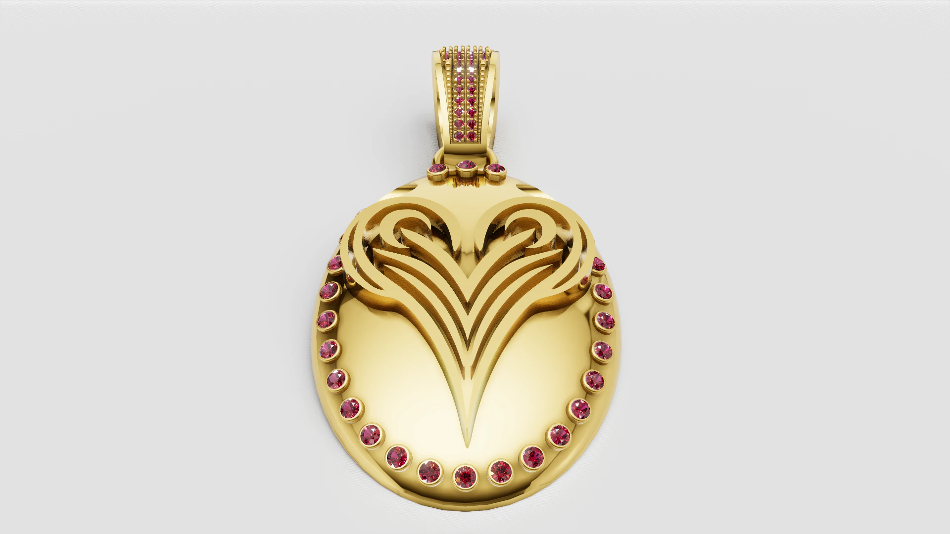 Elegant Heart Flame Gold Pendant 3D Printable Model 3D Print Model .c4d .max .obj .3ds .fbx .stl .blend 