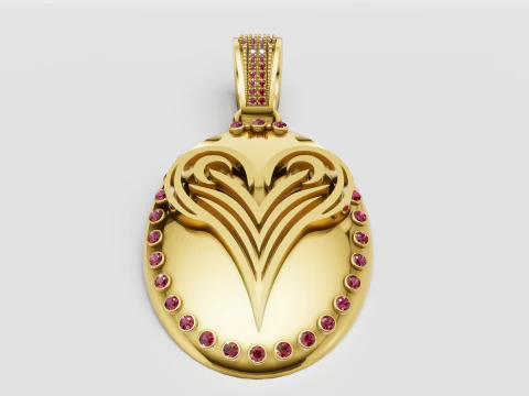 Model Cetak 3D Liontin Emas Api Hati Elegan Model Cetak 3D