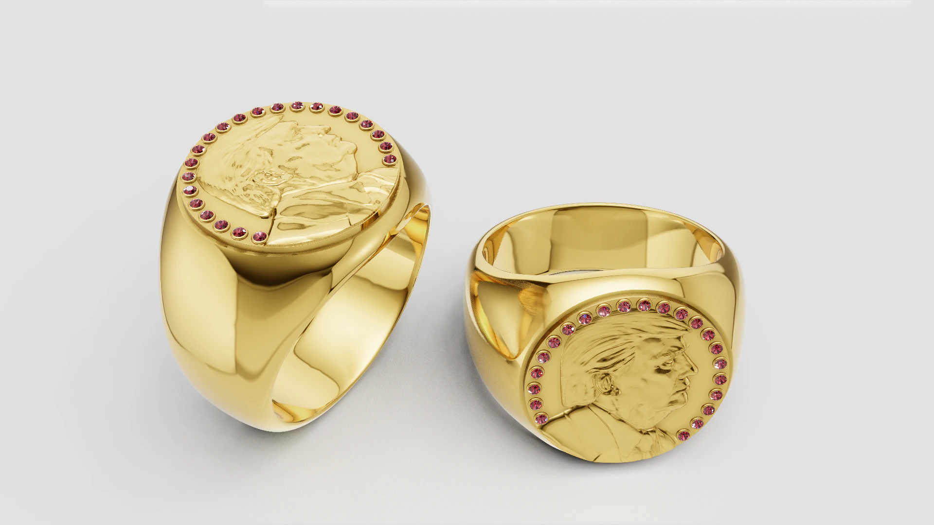 Bold Gold Faces Ring 3D Printable Model 3D Print Model .c4d .max .obj .3ds .fbx .stl .blend
