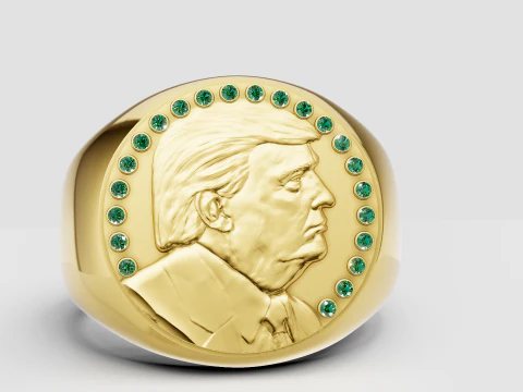 Bold Gold Faces Ring 3D Printable Model 3D Print Model