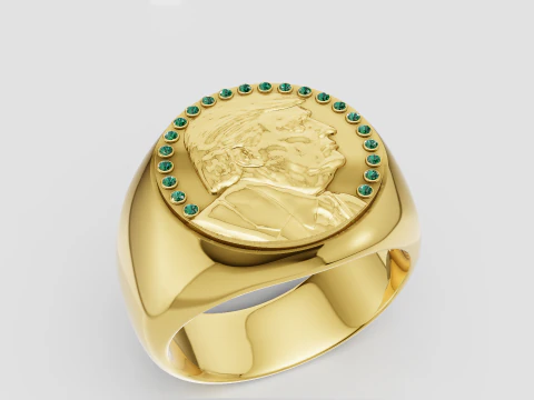 Bold Gold Faces Ring 3D Printable Model 3D Print Model