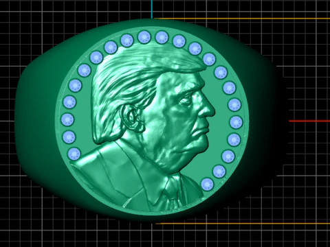 Bold Gold Faces Ring 3D Printable Model 3D Print Model