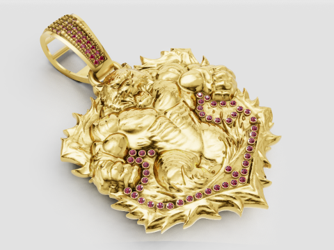 Savage Beast Warrior Pendant 3D Printable Model Modello di stampa 3D