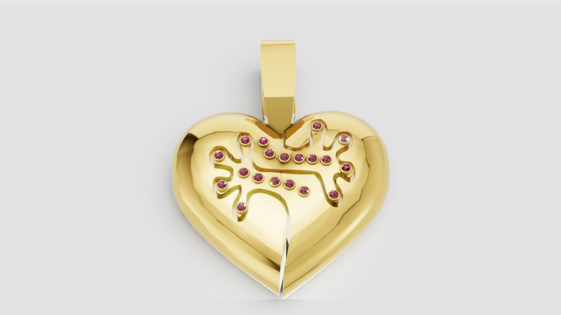 HEART FACES PENDANT 3D 打印模型 .c4d .max .obj .3ds .fbx .stl .blend