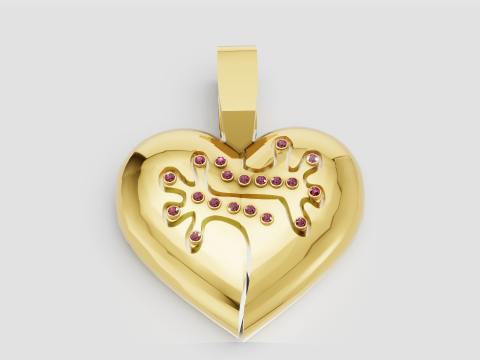 HEART FACES PENDANT 3Dプリントモデル