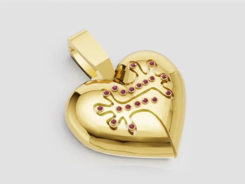 HEART FACES PENDANT 3D Print Model