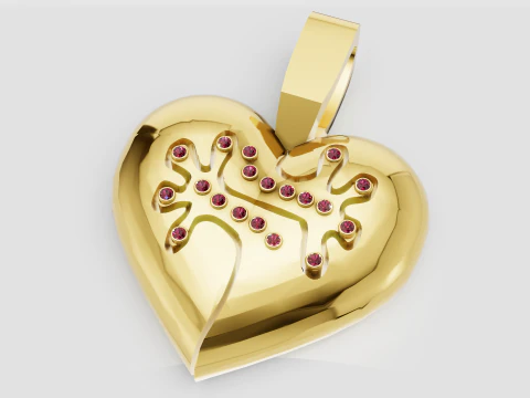 HEART FACES PENDANT 3D Print Model