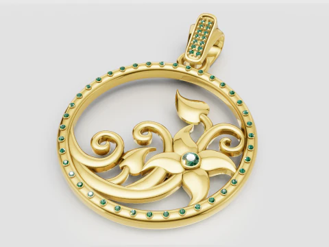 ROUND FLOWER GOLD PENDANT 3D Print Model