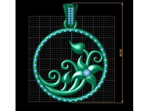 ROUND FLOWER GOLD PENDANT 3D Druckmodell
